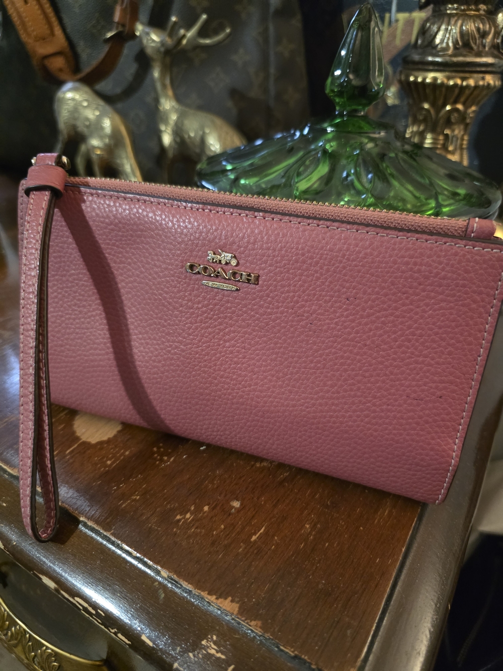 COACH Pink Leather Wristlet Wallet